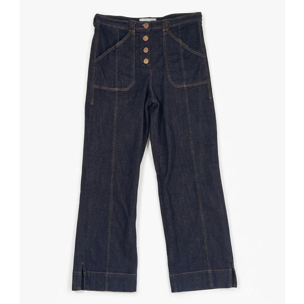 Dear John High Rise Wide Leg Cropped Jeans Dark Wash Button Fly Women's 26 - Picture 2 of 11